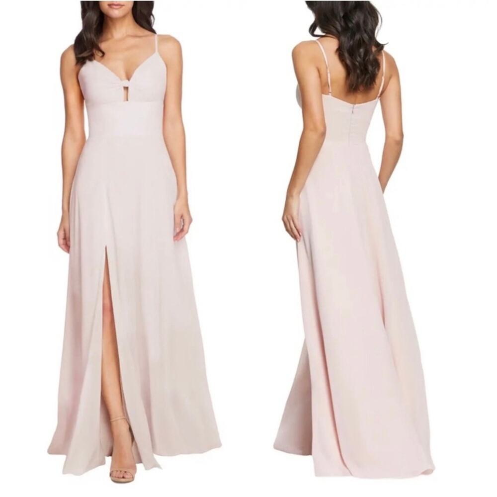 Dress the Population Cambria Tie Bodice Gown Maxi Dress in Light Pink